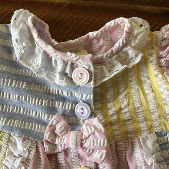 Baby Togs Size 3-6 Months Pastel Color Block Pants Romper Short Sleeve Tulips - Picture 4 of 10